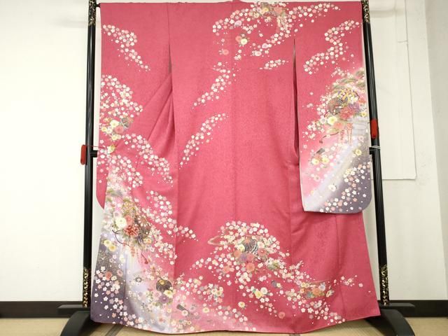 平和屋着物●豪華振袖　駒刺繍　花毬文　暈し染め　金糸　正絹　逸品　AABN0663cs