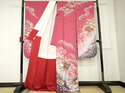 平和屋着物●豪華振袖　駒刺繍　花毬文　暈し染め　金糸　正絹　逸品　AABN0663cs