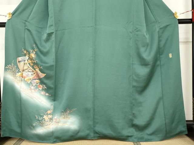 平和屋着物●金彩友禅　卓越技能者・名工・和田光正　訪問着　絵巻花文　暈し染め　金銀彩　正絹　逸品　AABN0664cs