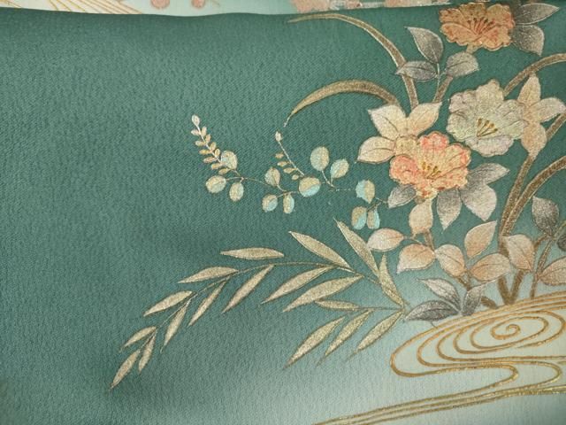 平和屋着物●金彩友禅　卓越技能者・名工・和田光正　訪問着　絵巻花文　暈し染め　金銀彩　正絹　逸品　AABN0664cs