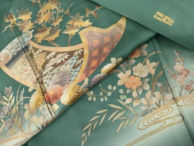 平和屋着物●金彩友禅　卓越技能者・名工・和田光正　訪問着　絵巻花文　暈し染め　金銀彩　正絹　逸品　AABN0664cs