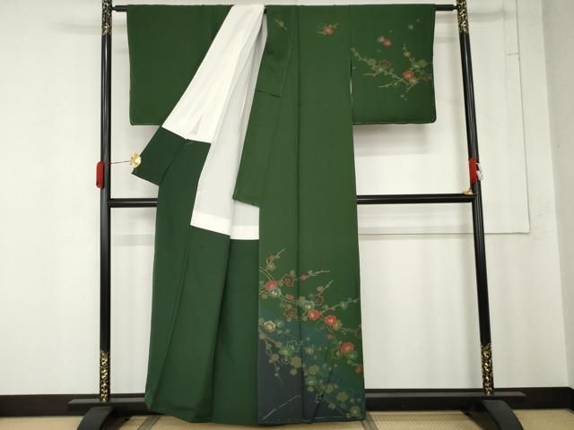 平和屋着物●訪問着　刺繍　枝花文　金彩　正絹　逸品　未使用　AABN0666cs