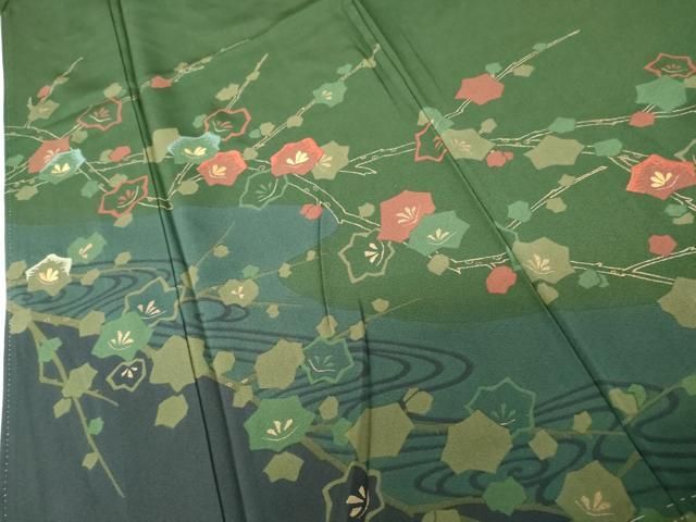 平和屋着物●訪問着　刺繍　枝花文　金彩　正絹　逸品　未使用　AABN0666cs