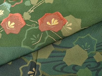 平和屋着物●訪問着　刺繍　枝花文　金彩　正絹　逸品　未使用　AABN0666cs