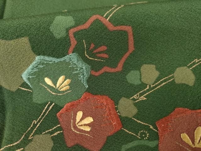 平和屋着物●訪問着　刺繍　枝花文　金彩　正絹　逸品　未使用　AABN0666cs