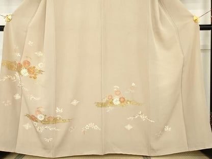 平和屋着物●訪問着　駒刺繍　霞花文　金彩　正絹　逸品　AABN0670cs