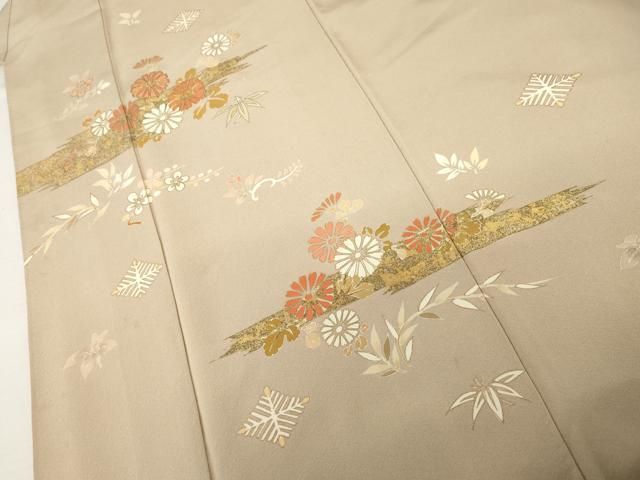 平和屋着物●訪問着　駒刺繍　霞花文　金彩　正絹　逸品　AABN0670cs