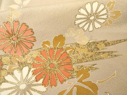 平和屋着物●訪問着　駒刺繍　霞花文　金彩　正絹　逸品　AABN0670cs