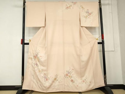 平和屋着物●中国三大刺繍　汕頭刺繍　スワトウ刺繍　総刺繍　訪問着　草花文　暈し染め　正絹　逸品　AABN0671cs