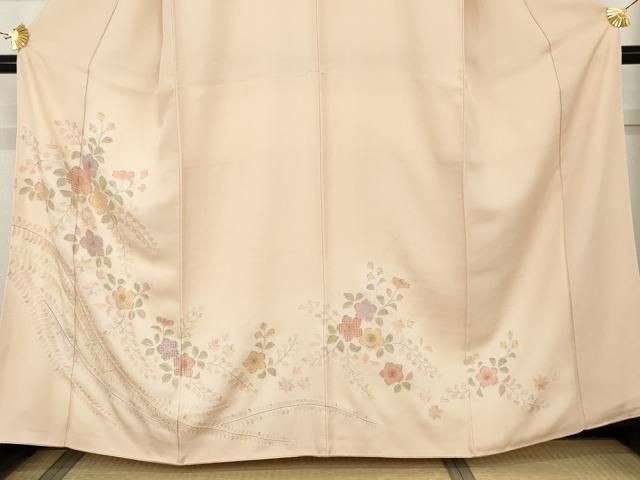平和屋着物●中国三大刺繍　汕頭刺繍　スワトウ刺繍　総刺繍　訪問着　草花文　暈し染め　正絹　逸品　AABN0671cs