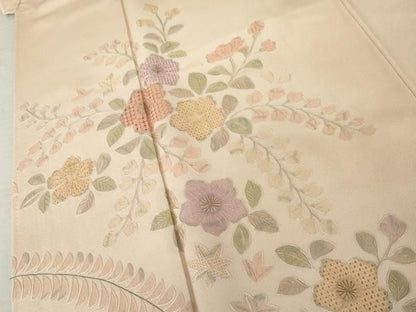 平和屋着物●中国三大刺繍　汕頭刺繍　スワトウ刺繍　総刺繍　訪問着　草花文　暈し染め　正絹　逸品　AABN0671cs