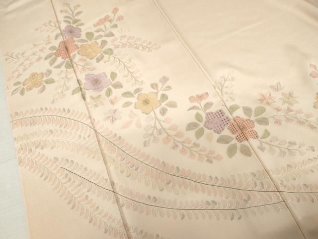 平和屋着物●中国三大刺繍　汕頭刺繍　スワトウ刺繍　総刺繍　訪問着　草花文　暈し染め　正絹　逸品　AABN0671cs