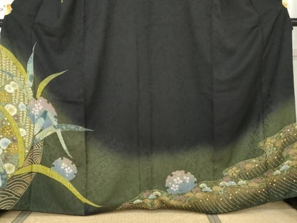 平和屋着物●訪問着　辻が花　おぼろ染　重ね絞り　雪輪花文　暈し染め　金彩　正絹　逸品　AABN0674cs