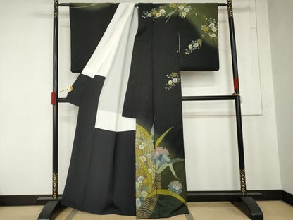 平和屋着物●訪問着　辻が花　おぼろ染　重ね絞り　雪輪花文　暈し染め　金彩　正絹　逸品　AABN0674cs