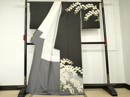 平和屋着物●名門染元　秀美　十日町友禅　訪問着　胡蝶蘭　暈し染め　正絹　逸品　AABN0676cs