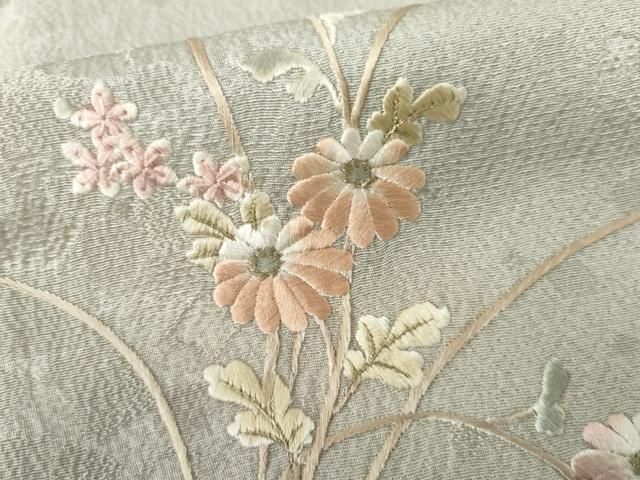 平和屋着物●訪問着　総刺繍　草花文　暈し染め　正絹　逸品　AABN0677cs