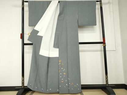 平和屋着物●江戸小紋　訪問着　梅松文　正絹　逸品　AABN0678cs
