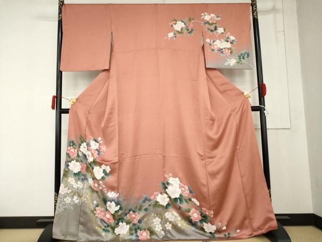 平和屋着物●訪問着　草花文　暈し染め　金彩　正絹　逸品　AABN0682cs