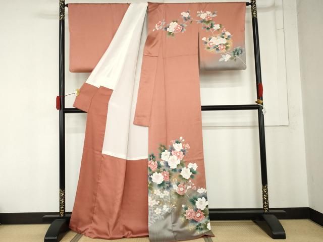 平和屋着物●訪問着　草花文　暈し染め　金彩　正絹　逸品　AABN0682cs