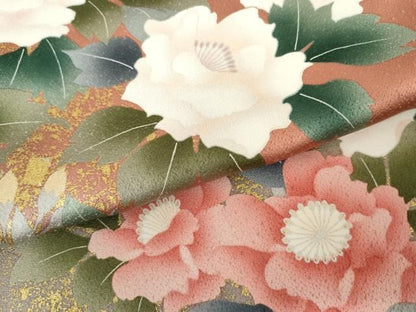 平和屋着物●訪問着　草花文　暈し染め　金彩　正絹　逸品　AABN0682cs