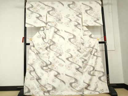 平和屋着物●小紋　流水花文　乱菊　暈し染め　洗える着物　AABN0685cs
