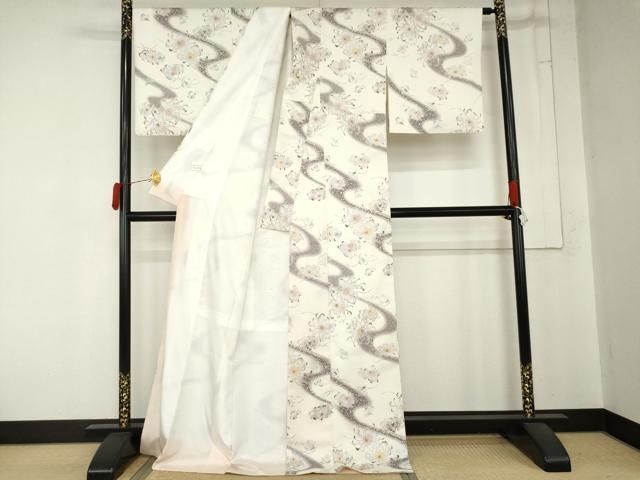 平和屋着物●小紋　流水花文　乱菊　暈し染め　洗える着物　AABN0685cs
