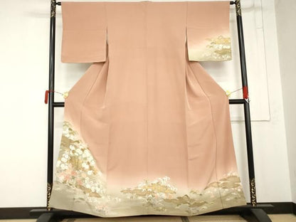 平和屋着物●訪問着　松竹梅文　暈し染め　金彩　正絹　逸品　AABN0689cs