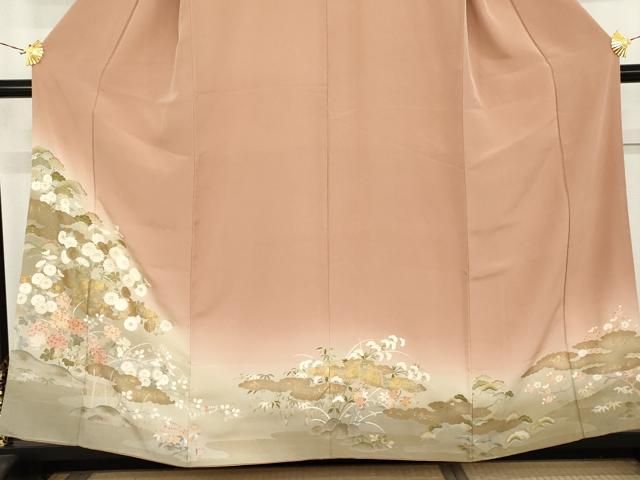 平和屋着物●訪問着　松竹梅文　暈し染め　金彩　正絹　逸品　AABN0689cs