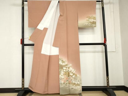 平和屋着物●訪問着　松竹梅文　暈し染め　金彩　正絹　逸品　AABN0689cs