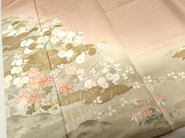 平和屋着物●訪問着　松竹梅文　暈し染め　金彩　正絹　逸品　AABN0689cs