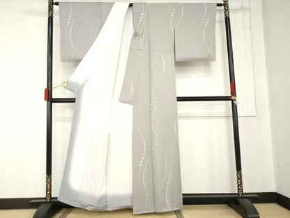 平和屋着物●絞り伝統工芸士　平田嘉和　小紋　絞り　流水文　正絹　逸品　AABN0692cs