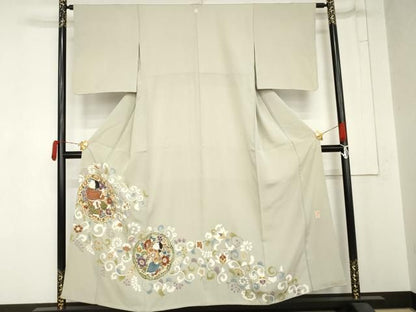 平和屋着物●豪華色留袖　友禅　作家物　童子更紗花唐草文　正絹　逸品　AABN0697cs