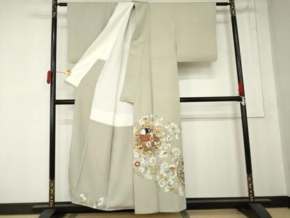 平和屋着物●豪華色留袖　友禅　作家物　童子更紗花唐草文　正絹　逸品　AABN0697cs