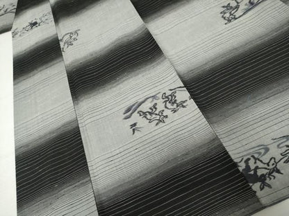 平和屋着物●上質な紬　鳥獣戯画　反端付き　正絹　逸品　AABN0704cs