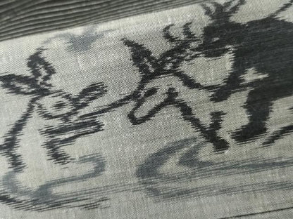 平和屋着物●上質な紬　鳥獣戯画　反端付き　正絹　逸品　AABN0704cs