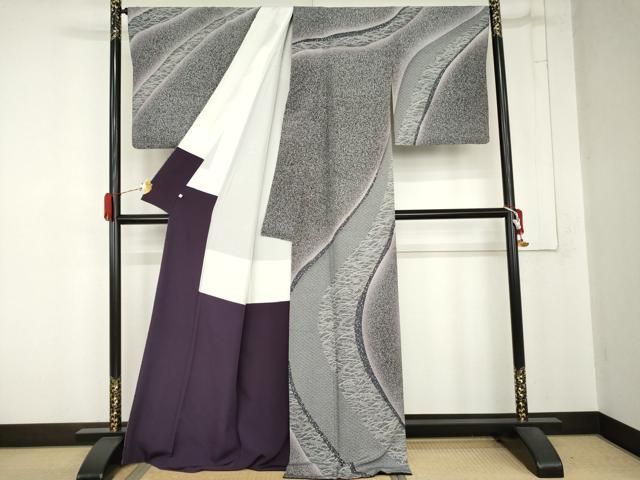 平和屋着物●訪問着　流水に稲穂　たたき染め　東武百貨店扱い　正絹　逸品　AABN0718cs