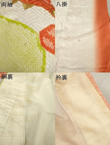 平和屋着物●豪華振袖　総絞り　刺繍　貝桶花文　正絹　逸品　AABN0722ck