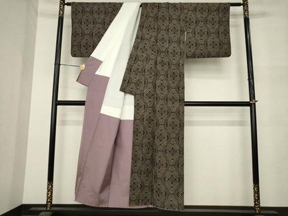 平和屋着物●本場大島紬　7マルキ　菱文　正絹　逸品　AABN0731ck