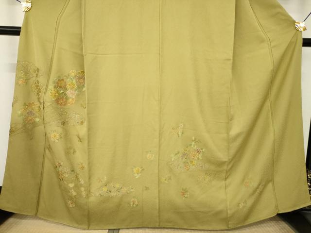 平和屋着物●訪問着　総刺繍　雲取り花文　金銀糸　正絹　逸品　AABN0736ck