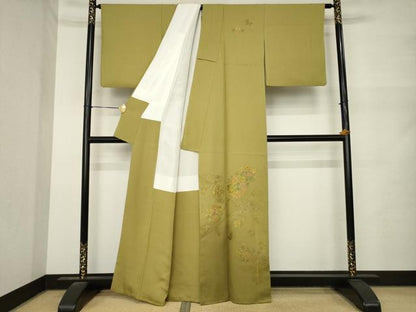 平和屋着物●訪問着　総刺繍　雲取り花文　金銀糸　正絹　逸品　AABN0736ck