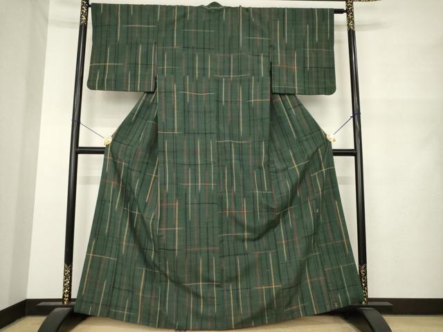 平和屋着物●上質な紬　格子　正絹　逸品　AABN0741ck