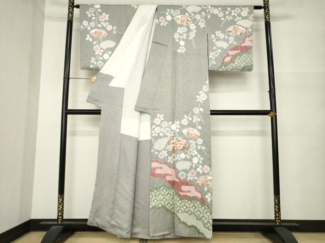 平和屋着物●訪問着　絞り　地紙花文　金彩　松坂屋扱い　正絹　逸品　AABN0746ck