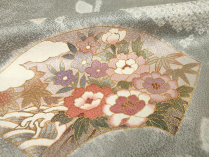 平和屋着物●訪問着　絞り　地紙花文　金彩　松坂屋扱い　正絹　逸品　AABN0746ck