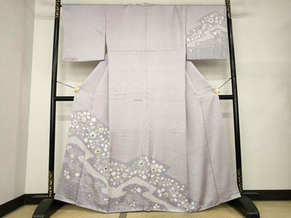 平和屋着物●訪問着　辻が花　絞り　舞花文　正絹　逸品　AABN0748ck