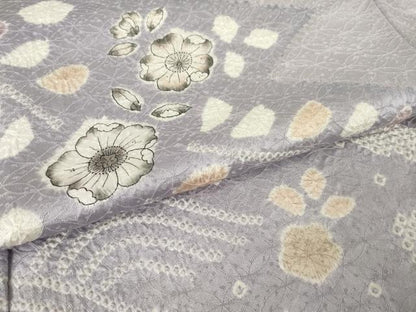 平和屋着物●訪問着　辻が花　絞り　舞花文　正絹　逸品　AABN0748ck