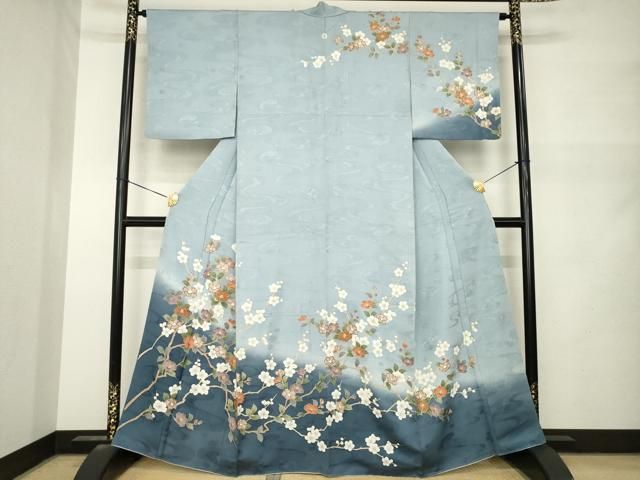 平和屋着物●訪問着　枝花文　暈し染め　金彩　正絹　逸品　AABN0753ck