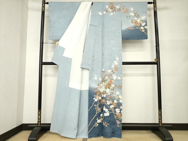 平和屋着物●訪問着　枝花文　暈し染め　金彩　正絹　逸品　AABN0753ck