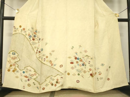 平和屋着物●豪華色留袖　絞り　駒刺繍　宝尽くし　金彩　正絹　逸品　AABN0760ck