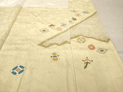 平和屋着物●豪華色留袖　絞り　駒刺繍　宝尽くし　金彩　正絹　逸品　AABN0760ck