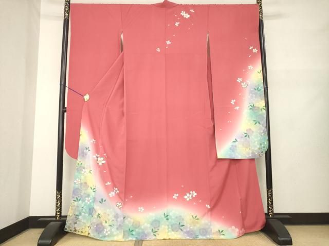 平和屋着物●豪華振袖　舞桜文　暈し染め　金銀彩　正絹　逸品　AABN0761ck